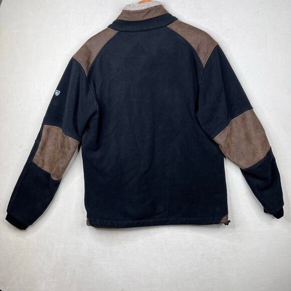 kuhl black alpenwurx fleece lined jacket suede elbow patches men's size XL - Picture 6 of 12